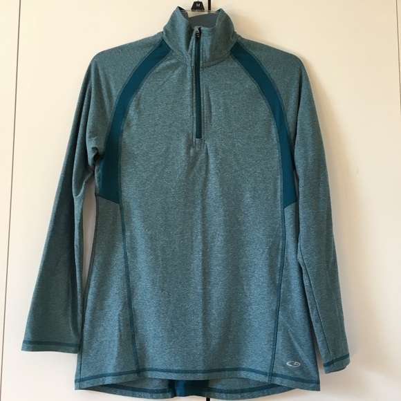 Champion Duo Dry  1/4 Zip Long Sleeve Grayish Green Blue  Activewear Top Size XS - Picture 2 of 16